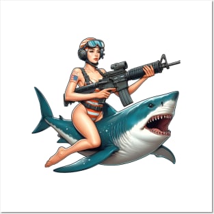 Tactical Girl and Shark Posters and Art